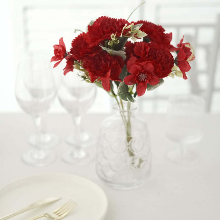 AliKopy 3 Pack 14" Red Silk Carnation Faux Flower Arrangements, Long-L