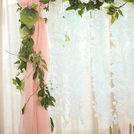 AliKopy 42" Silk Wisteria Flower Garland - 5 Full Strands, White