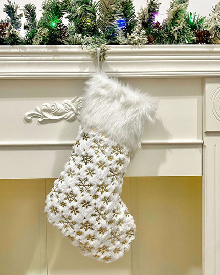 1pc Gilding Plush Christmas Socks Gift Bag Christmas Decorations