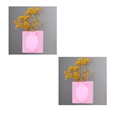 Silicone Wall Hanging Vase Set White Pink Blue 150mm Square