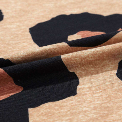 Chic Leopard Print Lounge Set: Long Sleeve Pullover and Shorts Combo