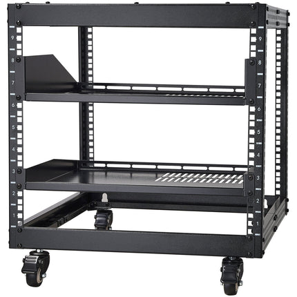 VEVOR 9U 4 Post Open Frame Server Rack - Adjustable Height & Durable D