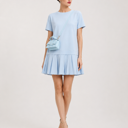 Flared Cotton Daydress — Lightweight Summer Dress with Pleated Skirt