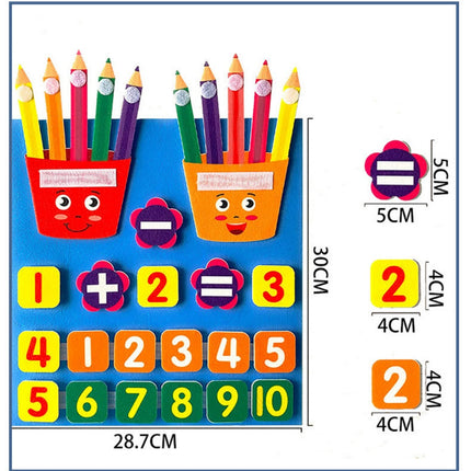 Blue Felt Learning Board Numbers Exhibition Board Teaching Aids 30x30