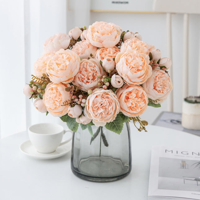 Peekaboo Studio Peony Artificial Bouquet - Lifelike & Elegant Home Dec