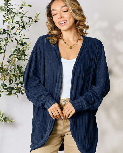 Chic Ribbed Cocoon Cardigan - Redefine Your Casual Look