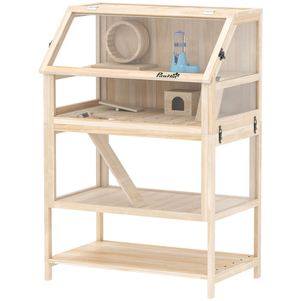 Peekaboo Studio Wooden Hamster Cage with Detachable Floor & Exercise W