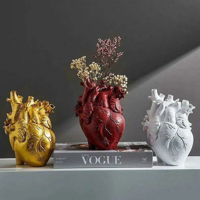 Anatomical Heart Artistry Resin Vase - Unique Home Accent Decor