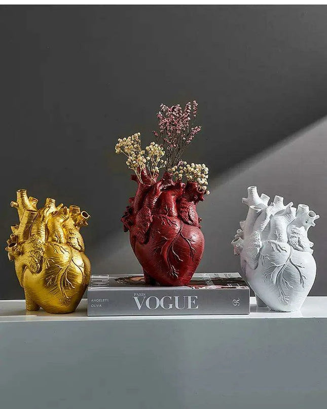 Anatomical Heart Artistry Resin Vase - Unique Home Accent Decor