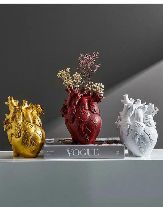 Anatomical Heart Resin Flower Vase - Unique Home Decor Accent