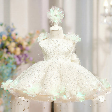 Peekaboo Studio Sequin Pearl Flower Girl Dress with Elegant Gown Desig