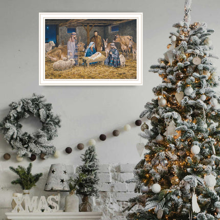 Bonnie Mohr Nativity Wall Art - Framed Print for Home Decor, Multicolo