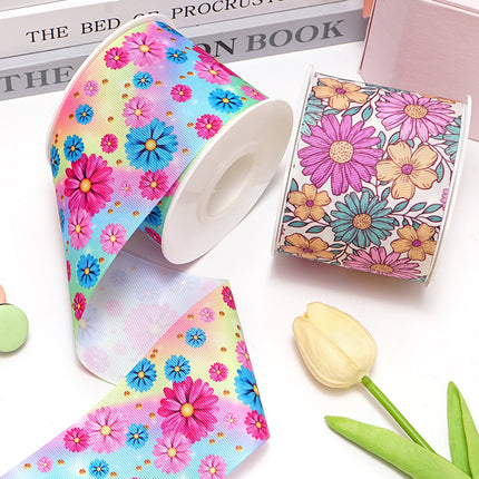 Peekaboo Studio Cartoon Printed Ribbon - Floral Design, 1.5" Wide