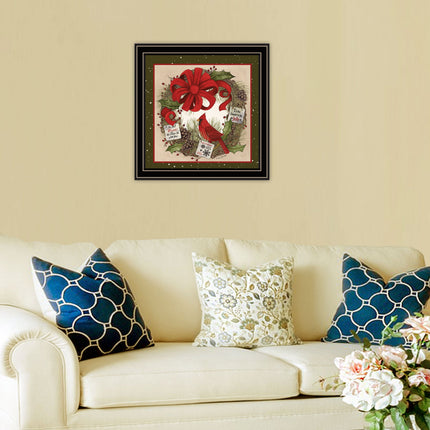 Linda Spivey Cardinal Wreath Wall Art - Black Frame, Multicolor Print