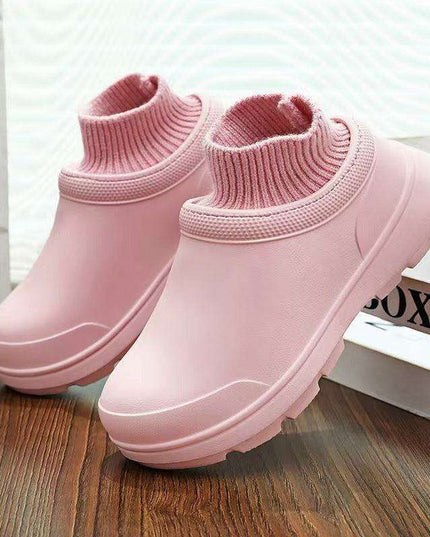 Cozy Velvet-Lined Waterproof Slides for Winter 2023 - Unisex Plush Cotton Footwear