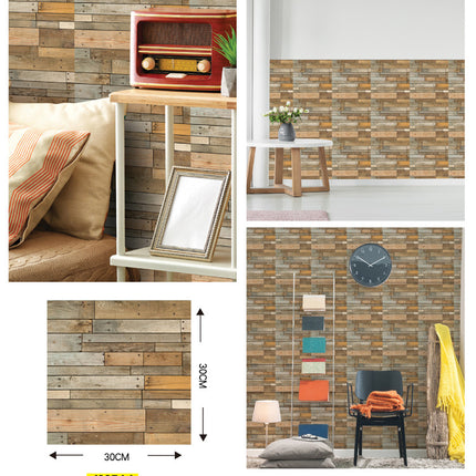 Wood Grain Sticker Living Room 3D Wallpaper Home Decoration