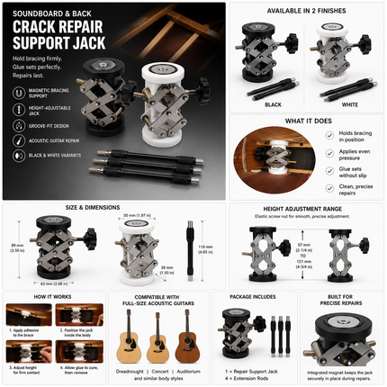 Acoustic Guitar Soundboard Repair Jack — Magnetic Bracing Support Tool Guitar Accessories large-guitar-soundboard-back-crack-repair-support-jack-magnetic-bracing-repair-tool-for-acoustic-wood-guitar-restoration Musical Instruments > Instrument Accessories > String Instrument Accessories > Guitar Accessories > Guitar Repair & Maintenance Tools
