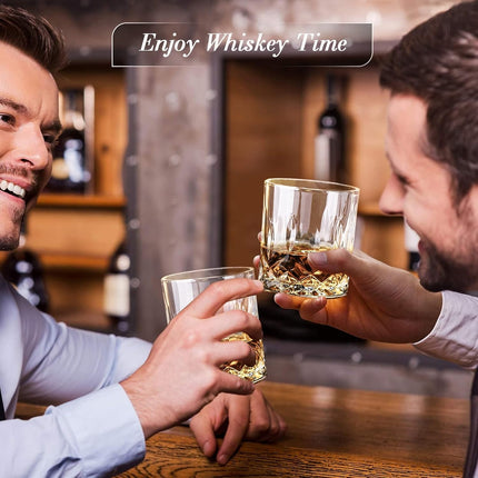 Peekaboo Studio Whiskey Stones Gift Set with 2 Glasses & Wooden Box