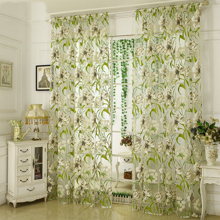 White Burnt-Out Yarn Sheer Curtain | Striped Translucent, 3 Sizes