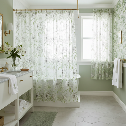 White Burnt-Out Yarn Sheer Curtain | Striped Translucent, 3 Sizes