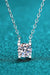 1 Carat Moissanite Sterling Silver Chain Necklace with Rhodium-Plated Finish