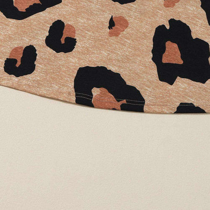 Chic Leopard Print Lounge Set: Long Sleeve Pullover and Shorts Combo