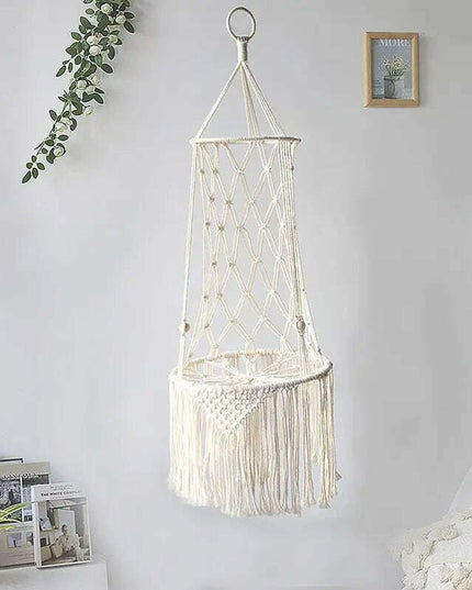 Bohemian Woven Cat Hammock Bed - Handcrafted Cotton Rope Swing with Tassels - Cozy Nest for Kittens and Indoor Decor