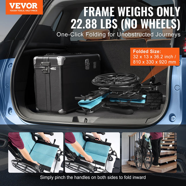Peekaboo Studio VEVOR Lightweight Folding Aluminum Wheelchair with Des