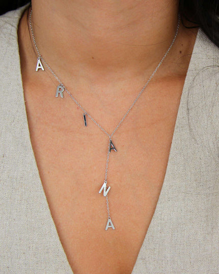 Personalized Lariat Name Necklace - Dainty Bubble Letters Jewelry for Women