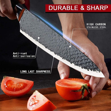 6-Piece Stainless Steel Forged Kitchen Knife Set with Scissors and Ceramic Peeler