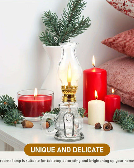 Vintage Adjustable Glass Oil Lamp - Elegant Handheld Lighting for Home, Festivals, and Emergencies