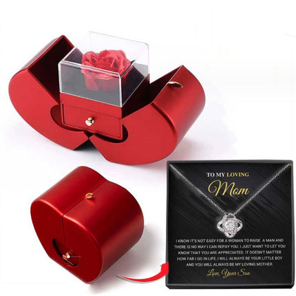Fashion Jewelry Box Red Apple Christmas Gift Necklace Eternal Rose For