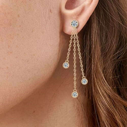 Sophisticated Layered Chain Earrings with 1.2 Carat Lab-Diamonds: Embrace Timeless Elegance