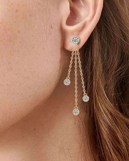 Sophisticated Layered Chain Earrings with 1.2 Carat Lab-Diamonds: Embrace Timeless Elegance