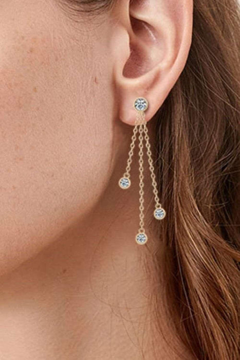 Chic Layered Chain Earrings with 1.2 Carat Lab-Diamonds