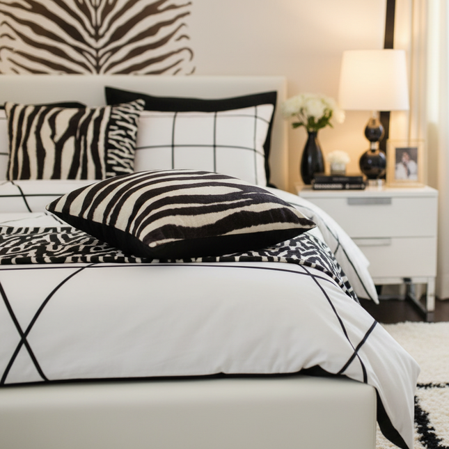 Short Plush Leopard Print Cushion Cover