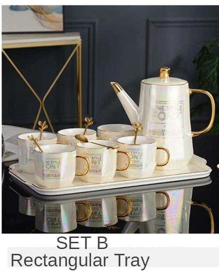 Nordic Gold Ceramic Tea and Coffee Set with Bone China Pot - Elegant and Versatile Luxe Kit