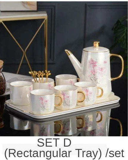 Nordic Gold Ceramic Tea and Coffee Set with Bone China Pot - Elegant and Versatile Luxe Kit