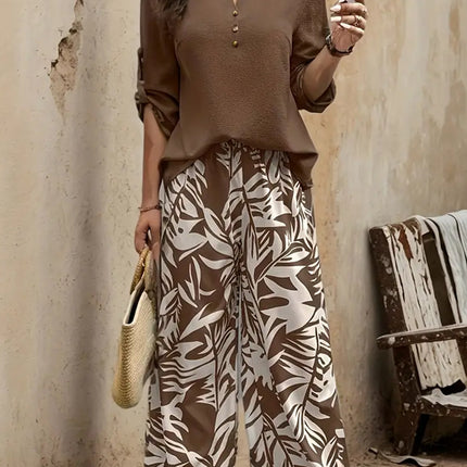 Peekaboo Studio Tropical Printed Women's Casual Suit - Lightweight & S