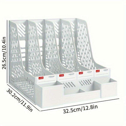 4-Compartment Desk Organizer with Built-in Pen Holder