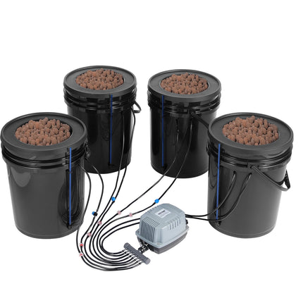 VEVOR Deep Water Culture Hydroponics System with 4 Buckets & Top Drip
