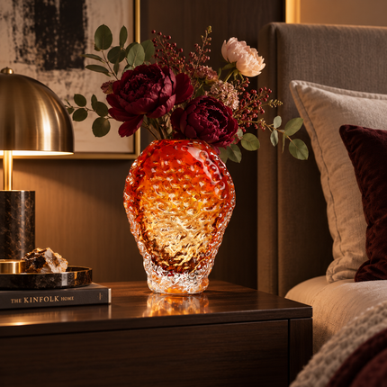 Amber Glass Vase — Handmade Minimalist Polished Finish