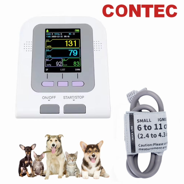Veterinary Digital Blood Pressure Monitor with Colour LCD & Three Cuffs