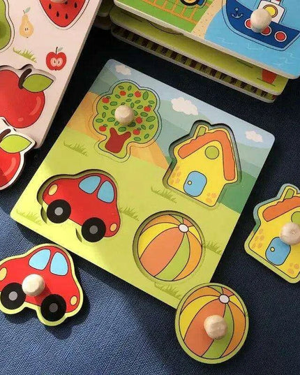 Interactive Montessori Wooden Puzzle Set - Fun Learning Toy for Early Childhood Development