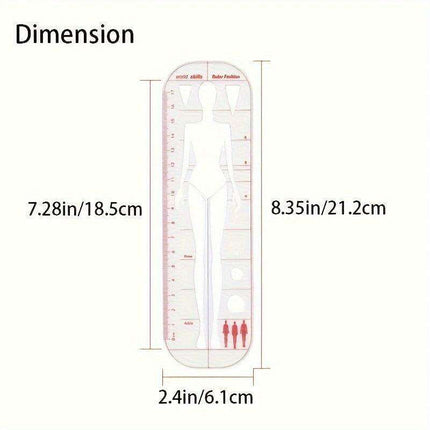 Fashion Sketching Acrylic Ruler and Design Template for Tailoring Excellence