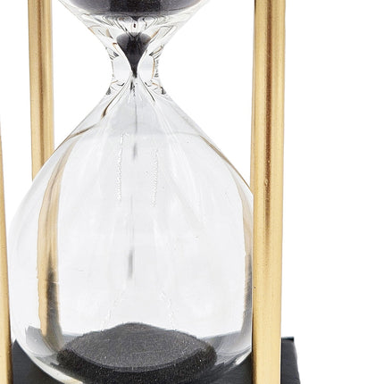 Stanley 15-Minute Hourglass with Metal Stand - Black Glass & Leather