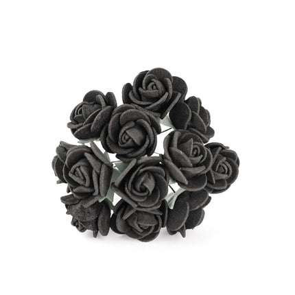 AliKopy 48 Black Real Touch Foam Roses - DIY Craft Flowers with Stem