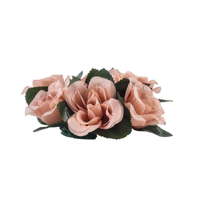 AliKopy 4 Pack Dusty Rose Silk Flower Candle Ring Wreaths - 3" Size, E