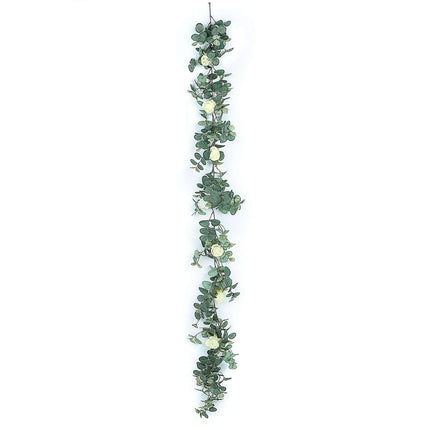 AliKopy 6ft Green Ivory Eucalyptus & Rose Flower Garland Vine - Durabl