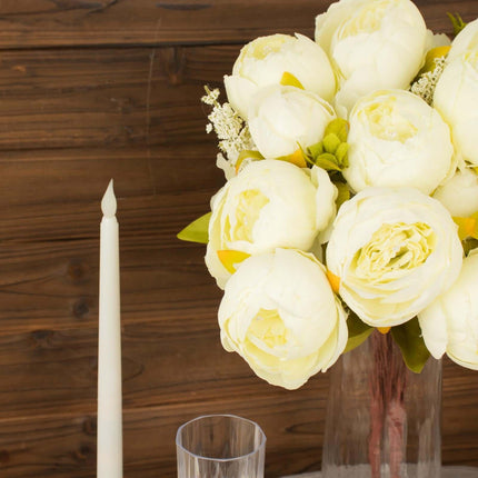 AliKopy 2 Pack 19" Ivory Artificial Peony Bouquets - Silk Arrangements